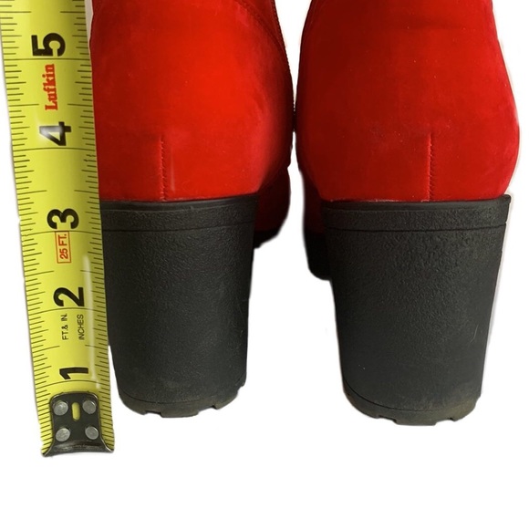 Koi Animal Friendly Suede Lace Up Zipper Rubber Sole Biker Ankle Boots Red - Picture 6 of 8